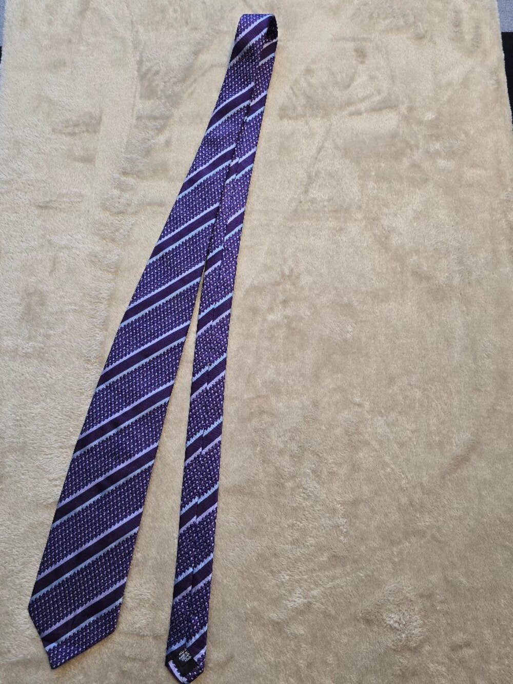 BOSS Hugo Boss Purple Striped Silk Tie Made In Italy Classic 3.5" Luxury